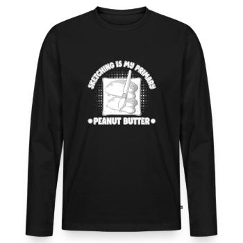 Peintre d’art drôle croquis est mon beurre de cacahuète - T-shirt manches longues Premium bio Homme - noir - Devant - Nico (187cm)
