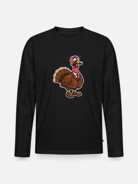 Elegant Suit Turkey Cartoon - Men's Premium Organic Long Sleeve Shirt - black
