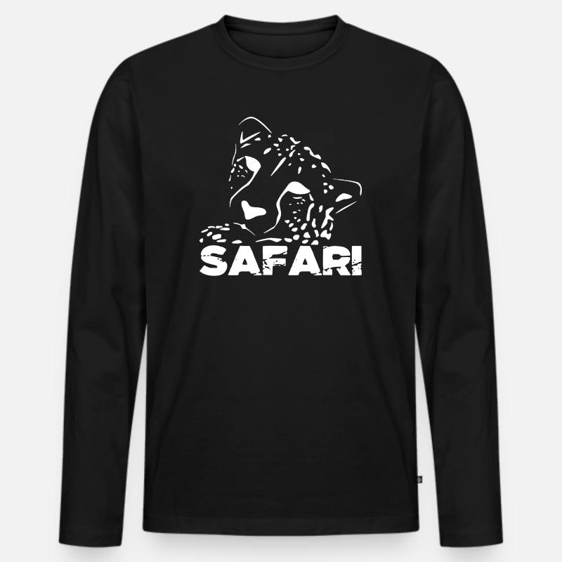 Safari Leopard Silhouette - Männer Premium Bio Langarmshirt - Schwarz