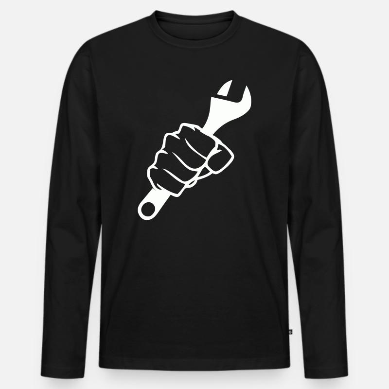 Fäuste und Schrauber Kraft - Männer Premium Bio Langarmshirt - Schwarz