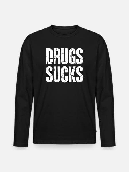 Großschrift AntiDrogen Slogan - Männer Premium Bio Langarmshirt - Schwarz