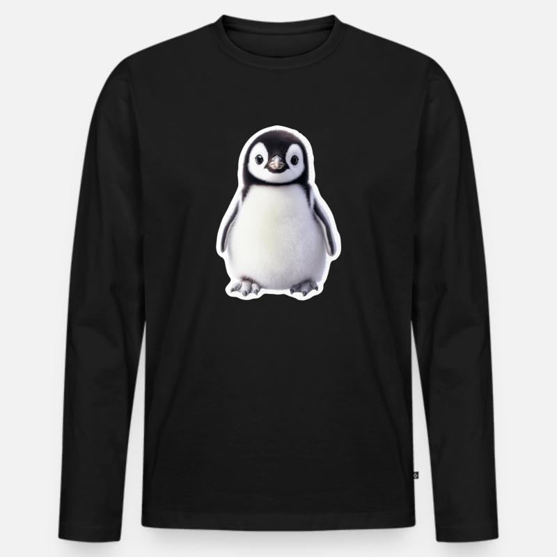 Pinguin - Männer Premium Bio Langarmshirt - Schwarz