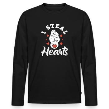 Seeotter Cartoon Herzen - Männer Premium Bio Langarmshirt - Schwarz - Vorne - Nico (187cm)