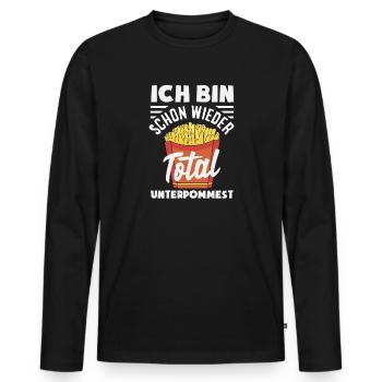 Totally underpommest again – French fries joke - Men's Premium Organic Long Sleeve Shirt - black - Front - Nico (187cm)