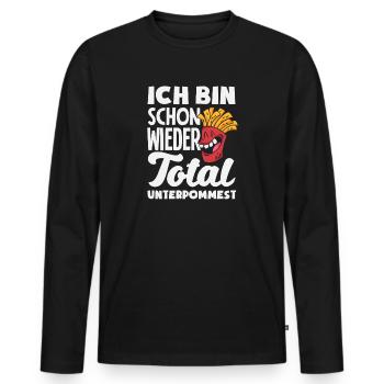 Totally underpommest again – French fries joke - Men's Premium Organic Long Sleeve Shirt - black - Front - Nico (187cm)