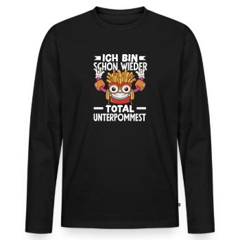 Totally underpommest again – French fries joke - Men's Premium Organic Long Sleeve Shirt - black - Front - Nico (187cm)