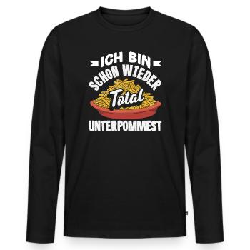 Totally underpommest encore une fois – blague sur les frites - T-shirt manches longues Premium bio Homme - noir - Devant - Nico (187cm)