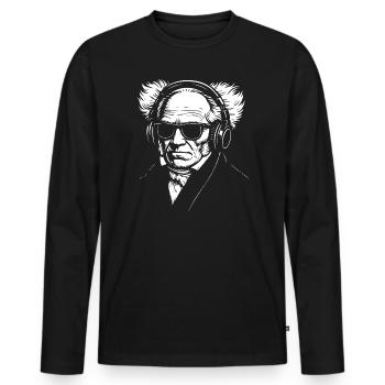 Portrait vintage de philosophe allemand Schopenhauer - T-shirt manches longues Premium bio Homme - noir - Devant - Nico (187cm)