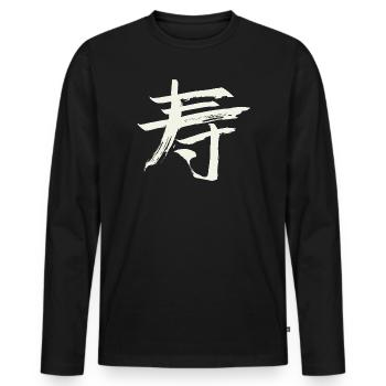 Langlebigkeit - Chinesisches Zeichen - Männer Premium Bio Langarmshirt - Schwarz - Vorne - Nico (187cm)