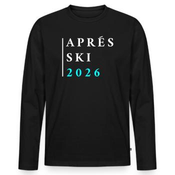 Après-ski 2026 - T-shirt manches longues Premium bio Homme - noir - Devant - Nico (187cm)