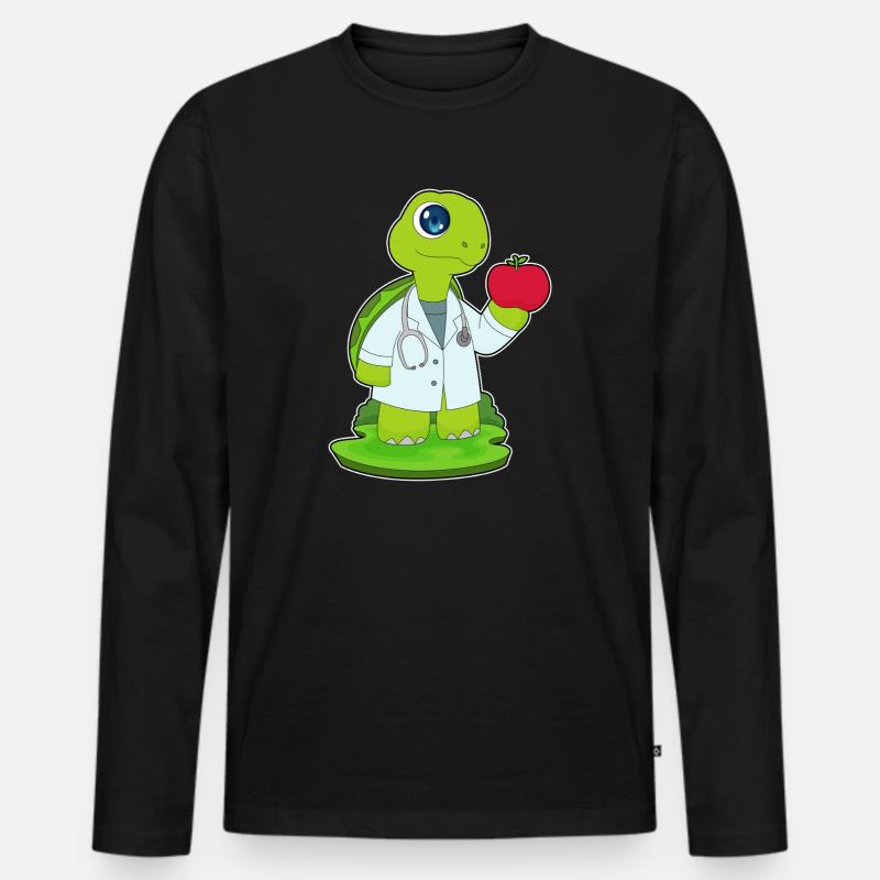 Schildkröte Arzt Stethoskop - Männer Premium Bio Langarmshirt - Schwarz