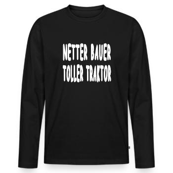 Traktor - Männer Premium Bio Langarmshirt - Schwarz - Vorne - Nico (187cm)