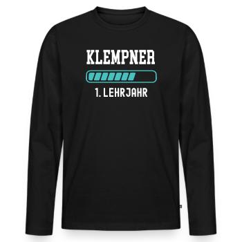 Plumber training 1 year of apprenticeship 1st year of training - Men's Premium Organic Long Sleeve Shirt - black - Front - Nico (187cm)