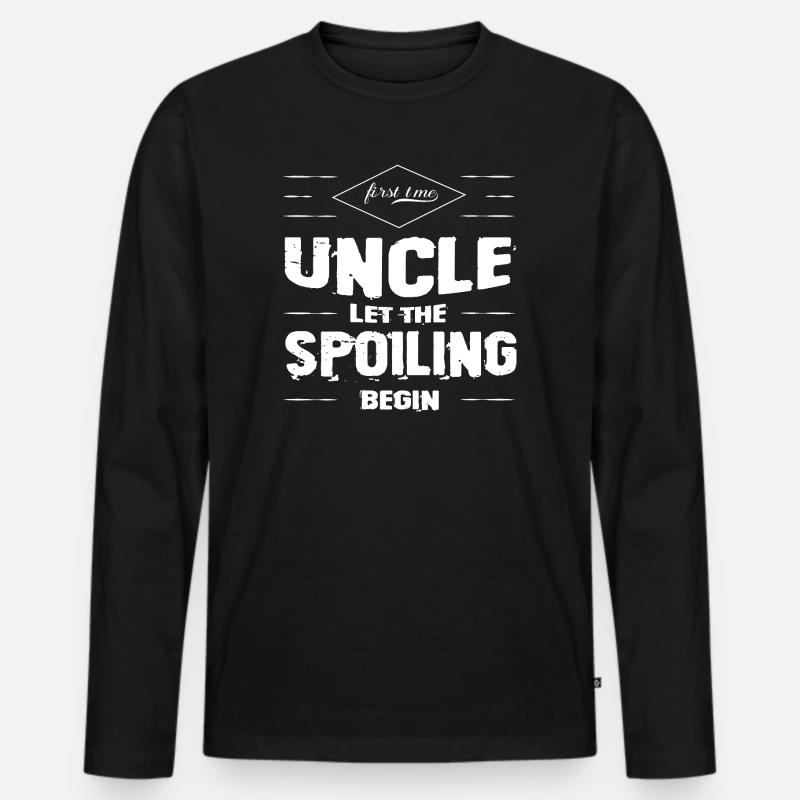 Onkel Geschenk Zum Ersten Mal Onkel - Männer Premium Bio Langarmshirt - Schwarz