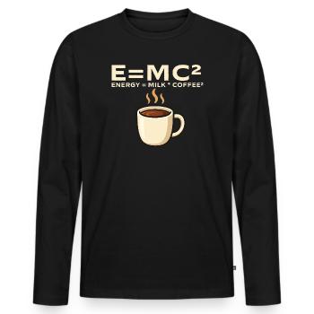 Energie ist gleich Milch und Kaffee Mathe-Witz - Männer Premium Bio Langarmshirt - Schwarz - Vorne - Nico (187cm)