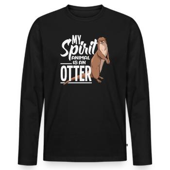 Seeotter Cartoon Geist Tier - Männer Premium Bio Langarmshirt - Schwarz - Vorne - Nico (187cm)