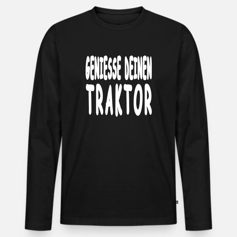 Traktor - Männer Premium Bio Langarmshirt - Schwarz