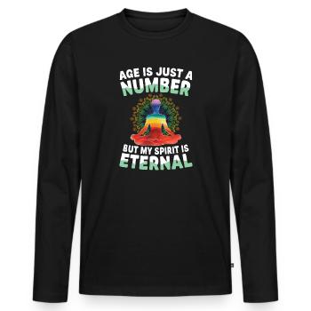 Age is Number – Spirit Eternal - Men's Premium Organic Long Sleeve Shirt - black - Front - Nico (187cm)