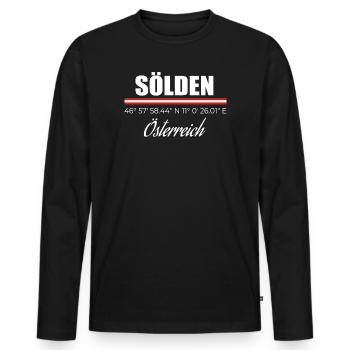 Sölden - Männer Premium Bio Langarmshirt - Schwarz - Vorne - Nico (187cm)