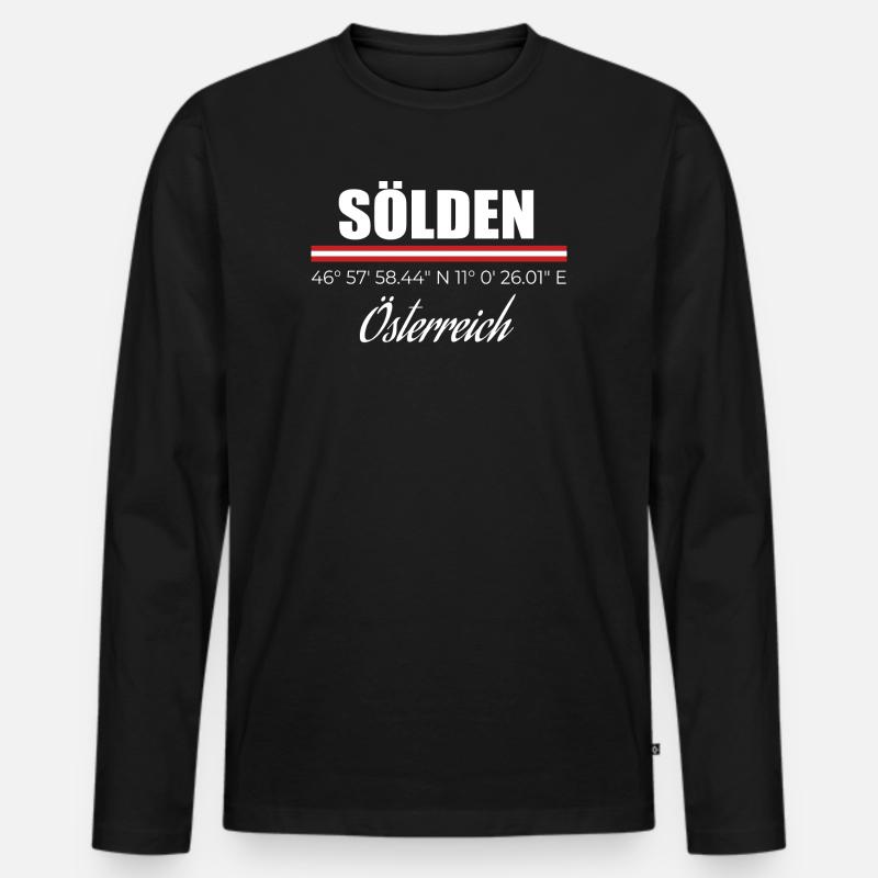 Sölden - Männer Premium Bio Langarmshirt - Schwarz