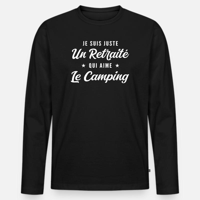 Pensionierter Campingenthusiast - Männer Premium Bio Langarmshirt - Schwarz