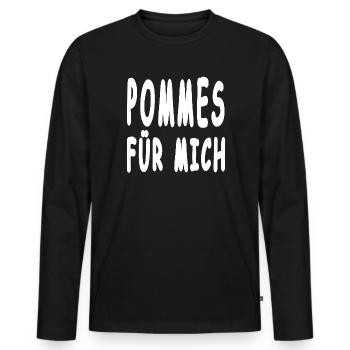 Pommes - Männer Premium Bio Langarmshirt - Schwarz - Vorne - Nico (187cm)