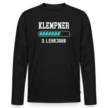 Apprentissage de plombier 3ème année d’apprentissage 3ème année d’apprentissage - T-shirt manches longues Premium bio Homme - noir - Devant - Nico (187cm)