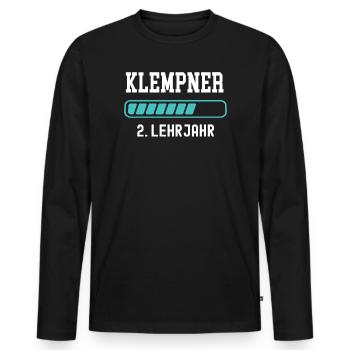 Apprentissage de plombier 2ème année d’apprentissage 2ème année d’apprentissage - T-shirt manches longues Premium bio Homme - noir - Devant - Nico (187cm)