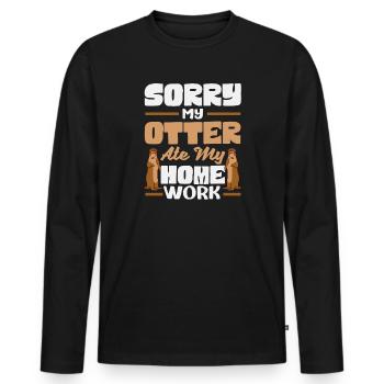Seeotter Cartoon - Männer Premium Bio Langarmshirt - Schwarz - Vorne - Nico (187cm)