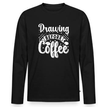 Funny Art Painter Drawing Before Coffee Artist - Männer Premium Bio Langarmshirt - Schwarz - Vorne - Nico (187cm)