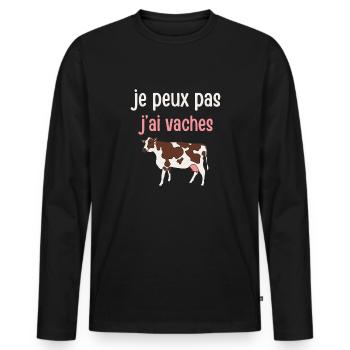 I can't I have cows - Men's Premium Organic Long Sleeve Shirt - black - Front - Nico (187cm)