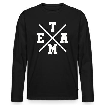 Team - Männer Premium Bio Langarmshirt - Schwarz - Vorne - Nico (187cm)