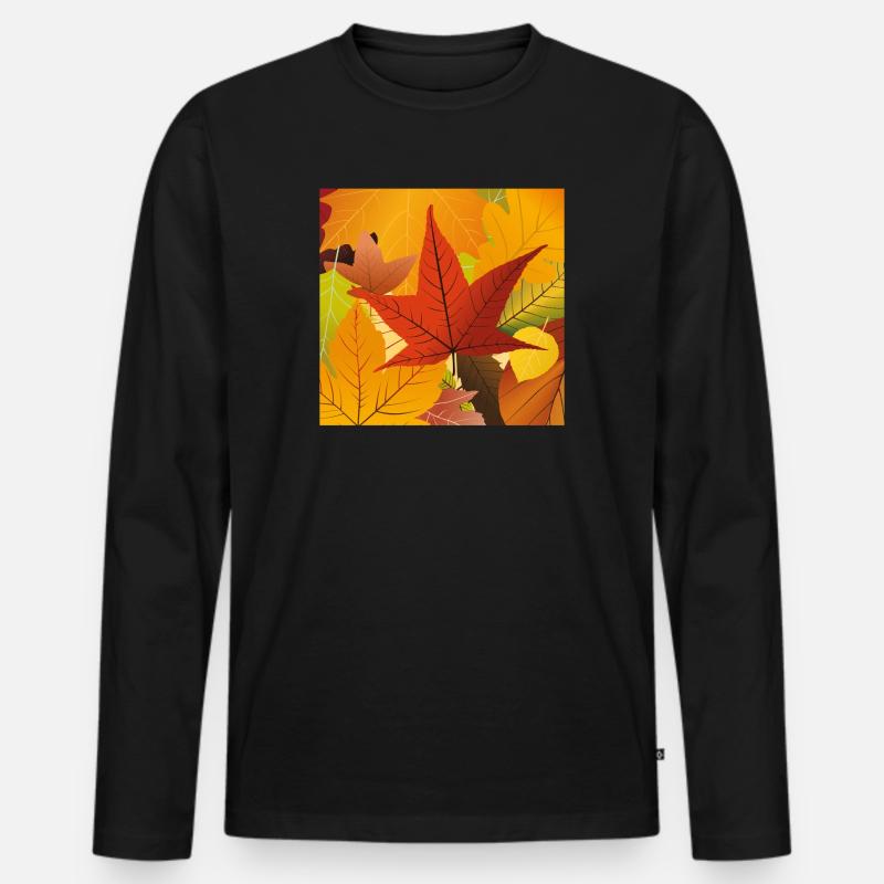 Herbstlaub - Männer Premium Bio Langarmshirt - Schwarz