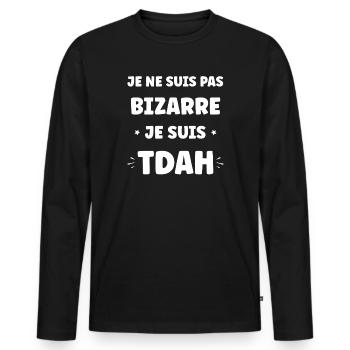 ADHD Strong Identity in Bold Lettering - Men's Premium Organic Long Sleeve Shirt - black - Front - Nico (187cm)