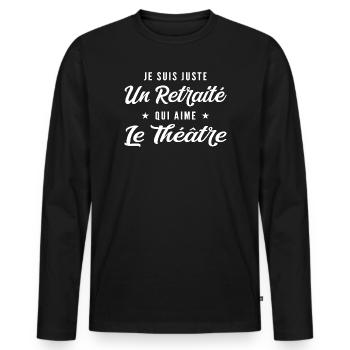Pensionierter Theaterenthusiast - Männer Premium Bio Langarmshirt - Schwarz - Vorne - Nico (187cm)