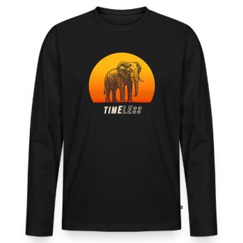 Timeless Elephant – Strength and Tranquility in the Sunset - Men's Premium Organic Long Sleeve Shirt - black - Front - Nico (187cm)