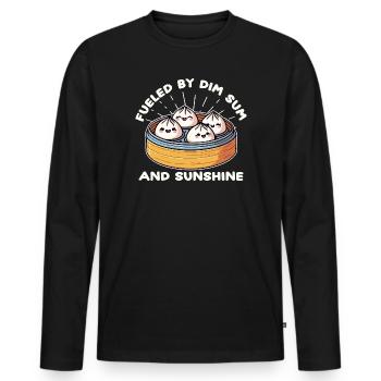 Dim Sum Soleil Joyeux - T-shirt manches longues Premium bio Homme - noir - Devant - Nico (187cm)