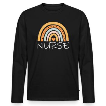 Funny Nurse Gifts Nursing Outfits - Men's Premium Organic Long Sleeve Shirt - black - Front - Nico (187cm)