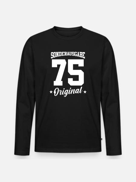 75 Birthday - Men's Premium Organic Long Sleeve Shirt - black