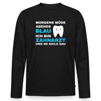 Zahnarzt Zahnhygieniker Zahnarztpraxis stomatologe - Männer Premium Bio Langarmshirt - Schwarz - Vorne - Nico (187cm)