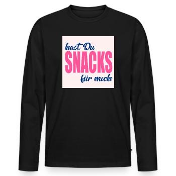 LOVE FOOD SNACKS - Men's Premium Organic Long Sleeve Shirt - black - Front - Nico (187cm)