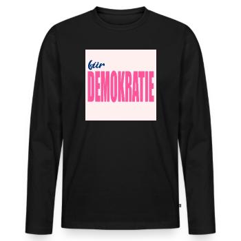 VALEURS POUR LA DÉMOCRATIE - T-shirt manches longues Premium bio Homme - noir - Devant - Nico (187cm)