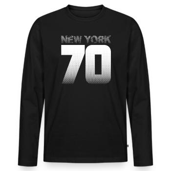NYC 70 – Manhattan Vibes & Brooklyn Bridge - Men's Premium Organic Long Sleeve Shirt - black - Front - Nico (187cm)
