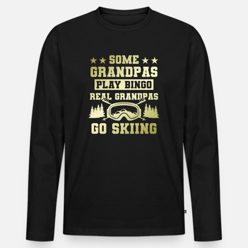Großvater ski spruch - Männer Premium Bio Langarmshirt - Schwarz
