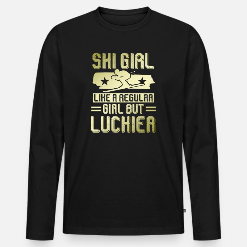 ski mädchen - Männer Premium Bio Langarmshirt - Schwarz