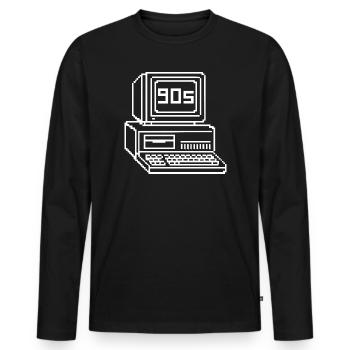 Retro 90er Jahre Konsole Pixel Art - Männer Premium Bio Langarmshirt - Schwarz - Vorne - Nico (187cm)