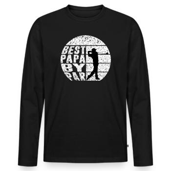 Best Dad Fishing Silhouette Tee Shirt - Men's Premium Organic Long Sleeve Shirt - black - Front - Nico (187cm)