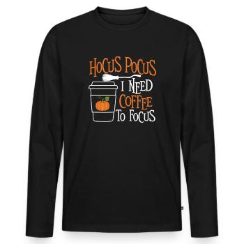 Hocus Pocus J’ai besoin de café pour me concentrer - T-shirt manches longues Premium bio Homme - noir - Devant - Nico (187cm)