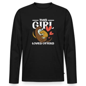 Girl Loves Sea Otter Cartoon - Men's Premium Organic Long Sleeve Shirt - black - Front - Nico (187cm)