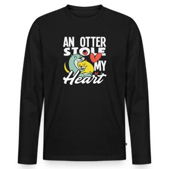 Otter Hat Mein Herz Gestohlen Seeotter Cartoon - Männer Premium Bio Langarmshirt - Schwarz - Vorne - Nico (187cm)